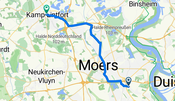 Winkelhauser Straße, Duisburg nach Moerser Straße, Kamp-Lintfort