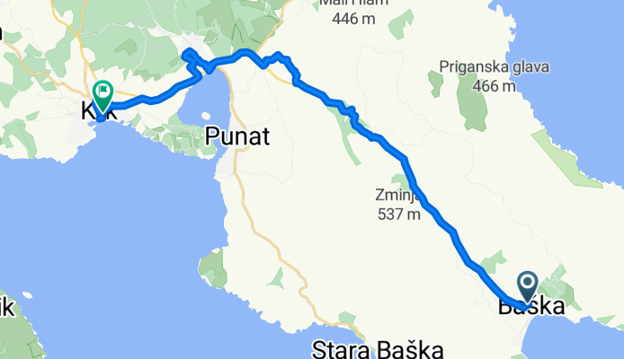 Ulica Velebitska, Baška až Puntarska ulica, Krk