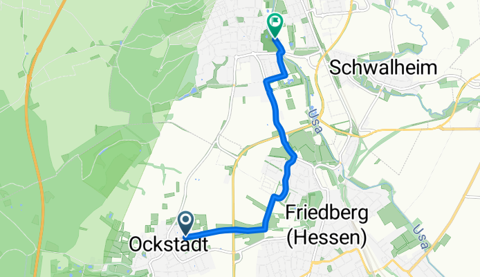 Schloßstraße, Friedberg (Hessen) nach Zanderstraße, Bad Nauheim
