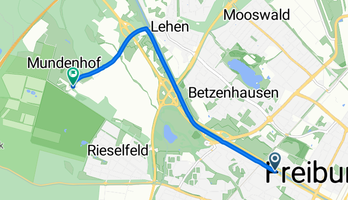 B31a, Freiburg im Breisgau nach Mundenhofer Straße, Freiburg im Breisgau