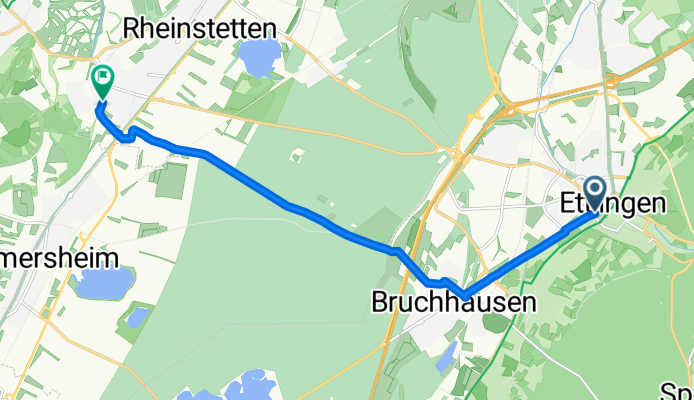 Badener-Tor-Straße, Ettlingen nach Am Rain, Rheinstetten