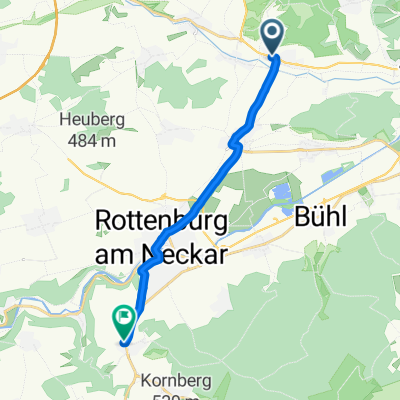 Kirchhalde, Tübingen nach Hülenbäumen, Rottenburg am Neckar