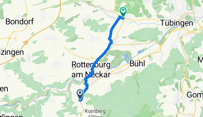 Hülenbäumen, Rottenburg am Neckar nach Rottenburger Straße, Tübingen