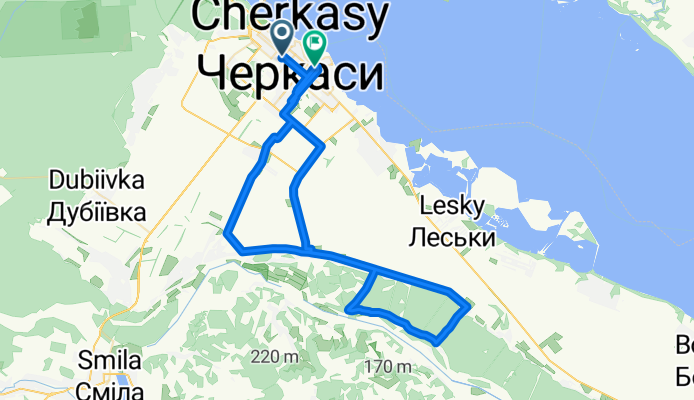 Байди Вишневецького вулиця, Черкаси до Кривалівська вулиця, Черкаси