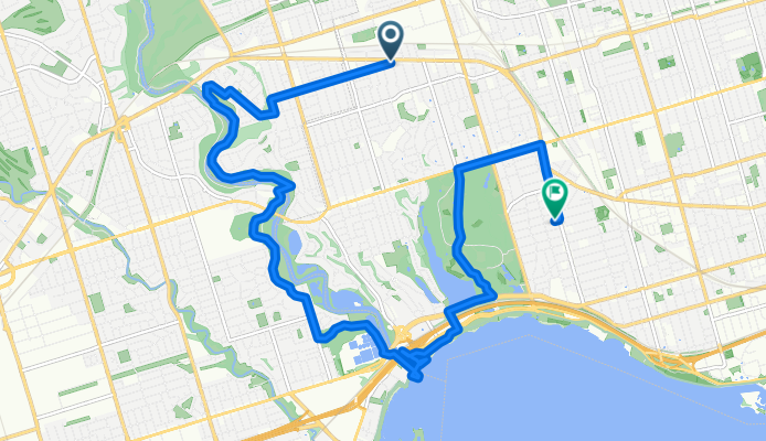 St Johns Pl, Toronto to Sunnyside Ave, Toronto