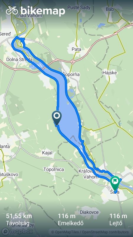 Vozokany - Kaskády - Sereď - Šaľa - Kráľová nad Váhom priehrada