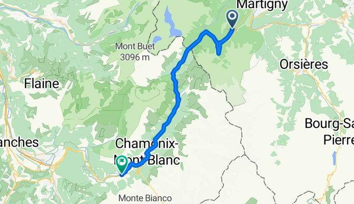 Route de la Forclaz, Martigny-Croix nach Chemin du Glacier de Taconnaz, Chamonix-Mont-Blanc