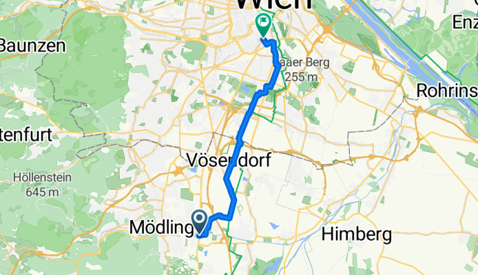 48.081, 16.312 nach 48.189, 16.364