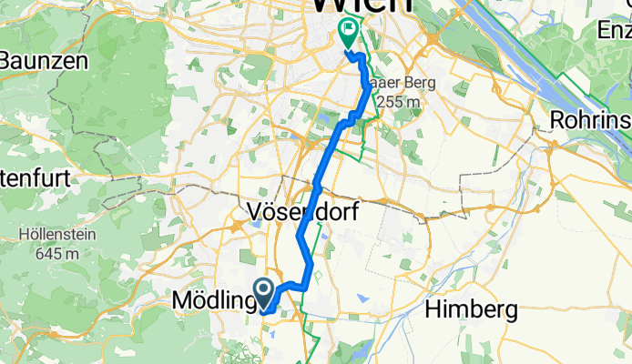 48.081, 16.312 nach 48.188, 16.364