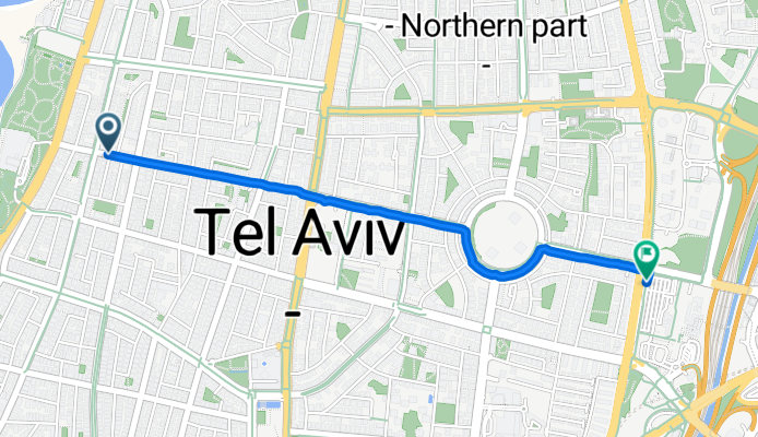 Wilna Street, Tel Aviv-Yafo to Al Parashat Derakhim Street, Tel Aviv-Yafo