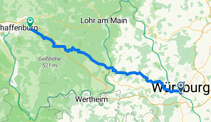 Gravel ride from Uhlandstraße 12, 97072, Würzburg