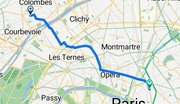 Rue des Minimes, Bois-Colombes to Boulevard Beaumarchais, Paris