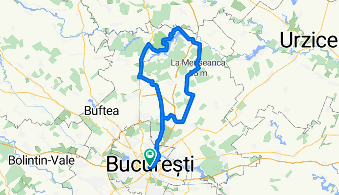 Bucuresti - Tunari - Balotesti - Tancabesti - Izvorani - Silistea Snagovului - Gruiu - Moara Vlasiei - Dascalu - Stefanestii de Sus - Tunari - Bucuresti