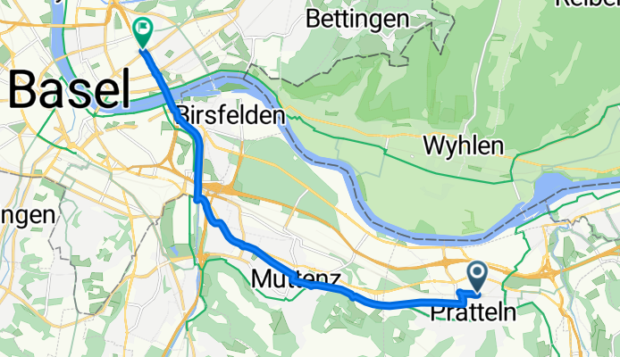 Münchackerstrasse, Pratteln nach Riehenstrasse, Basel