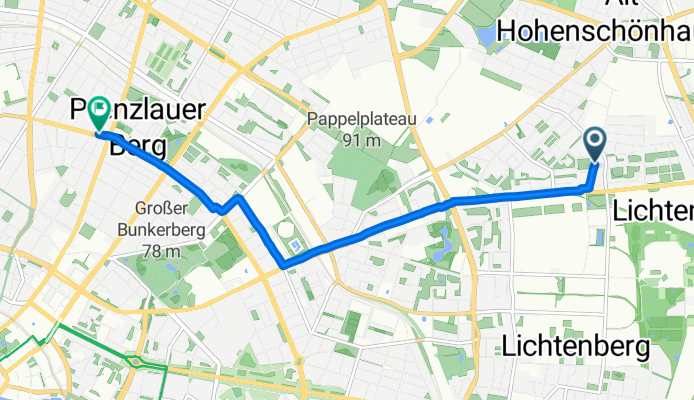 Genslerstraße, Berlin to Kollwitzstraße, Berlin