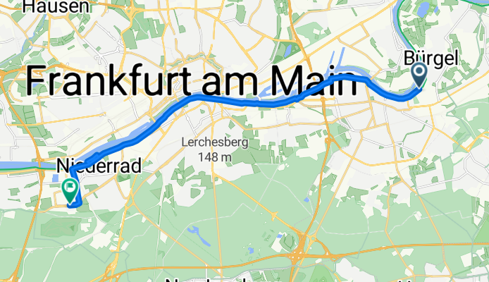 Offenbacher Straße, Offenbach am Main nach Lyoner Straße, Frankfurt am Main