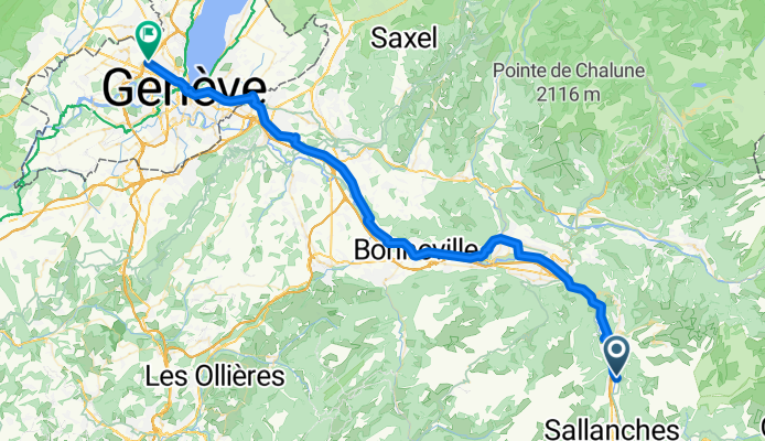Route d'Oëx, Sallanches nach Chemin de la Violette, Cointrin