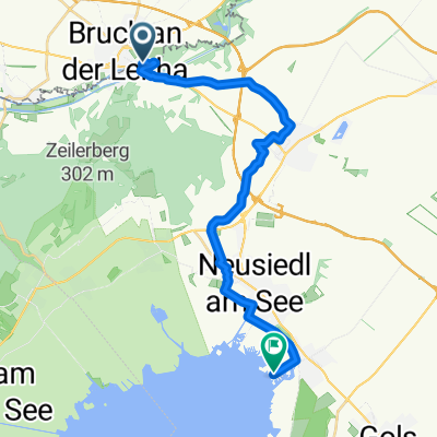 Schloßmühlgasse, Bruck an der Leitha nach Segelclub, Weiden am See