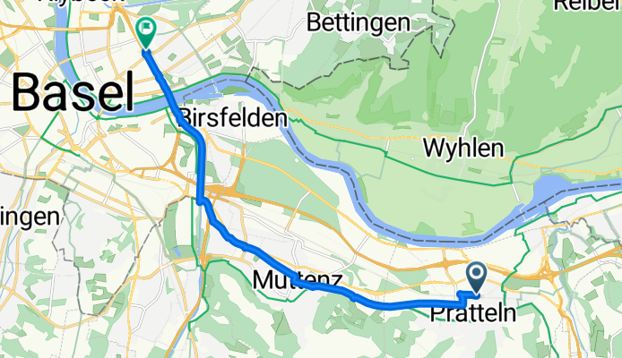 Münchackerstrasse, Pratteln nach Hirzbrunnen, Basel