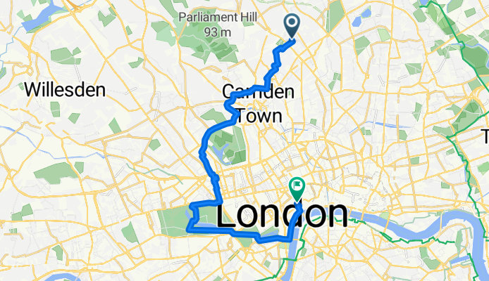 Holloway Road, London to Drury Lane, London
