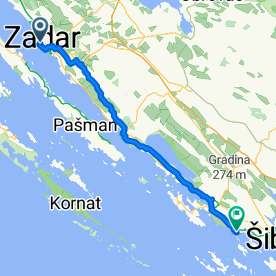 Poljana Šime Budinića, Zadar to Ulica jurjevgradska, Tribunj