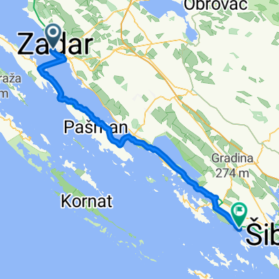 Poljana Šime Budinića, Zadar to Ulica jurjevgradska, Tribunj