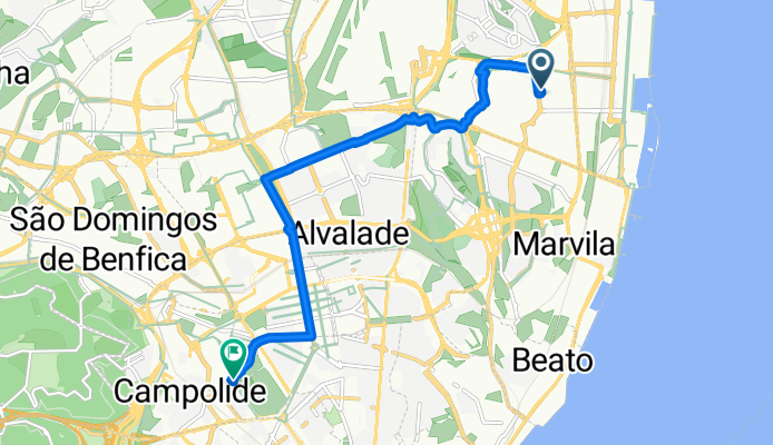 Rua Acúrsio Pereira, Лісабон to Rua Castilho, Лісабон