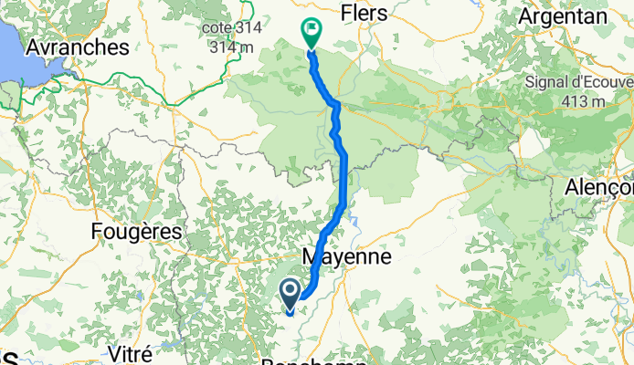Route D'andouillé nach Le Biot