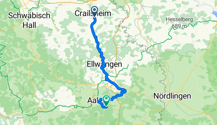 Am Welschen Brunnen, Crailsheim nach Bischof-Hefele-Weg, Aalen