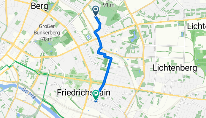 Storkower Straße, Berlin nach Simon-Dach-Straße, Berlin
