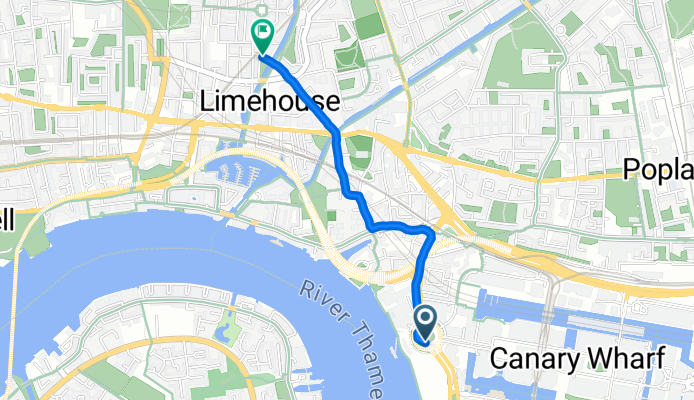 West India Avenue, London to Galsworthy Avenue, London