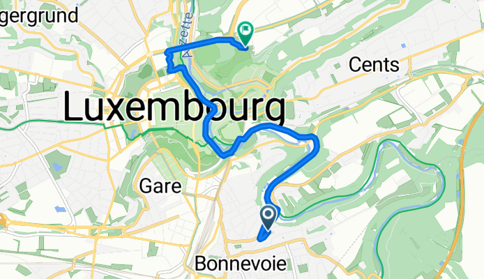 Rue de l'Égalité, Luxembourg to Place de l'Europe, Luxembourg