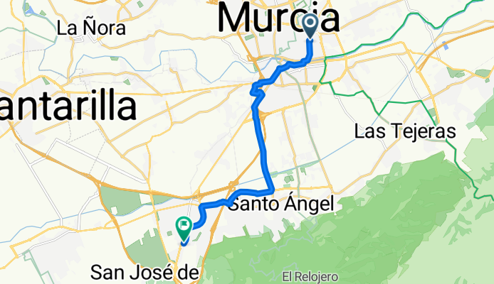 Route to Parking Hospital Virgen de la Arrixaca