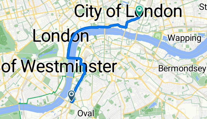 South Lambeth Place, London에서 Old Broad Street, London까지
