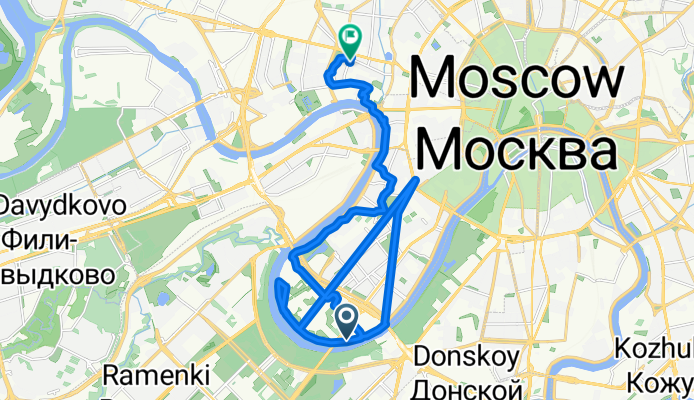 Лужнецкая набережная, Москва до улица Красная Пресня, Москва