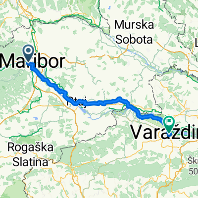 Obrežna ulica, Maribor nach Ulica Petra Preradovića, Varaždin