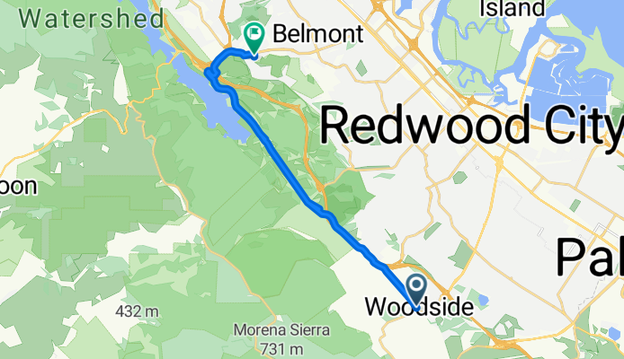 Woodside Rd, Woodside to Belmont Woods Way, Belmont
