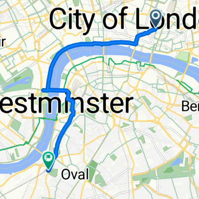 Old Broad Street, London에서 Exchange Gardens, London까지