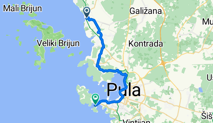 Brionska, Fažana nach Ulica Stoja, Pula