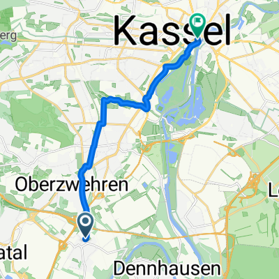 Knallhütter Straße, Baunatal nach Marställer Platz, Kassel