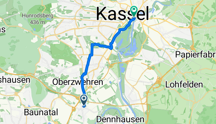 Knallhütter Straße, Baunatal nach Marställer Platz, Kassel