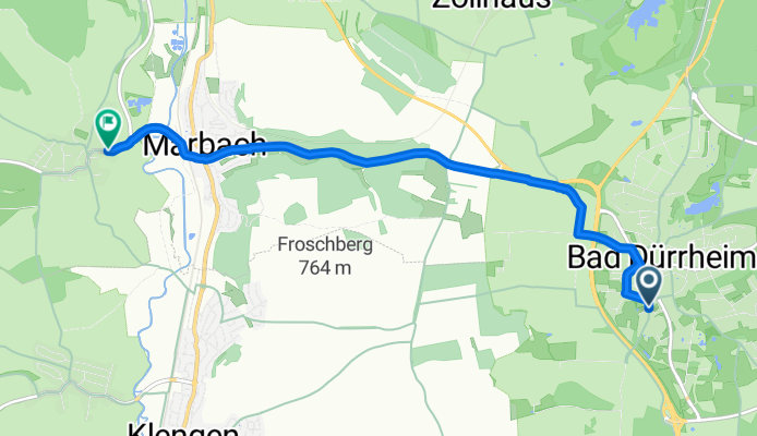 Schabelweg, Bad Dürrheim nach Oswald-Meder-Straße, Villingen-Schwenningen