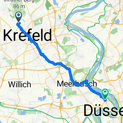 Am Schleitershof, Krefeld nach Emanuel-Leutze-Straße, Düsseldorf