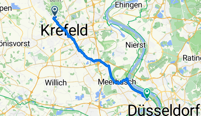 Am Schleitershof, Krefeld nach Emanuel-Leutze-Straße, Düsseldorf