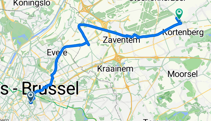 Wiertzstraat, Elsene/Ixelles naar Mechelsesteenweg, Kortenberg