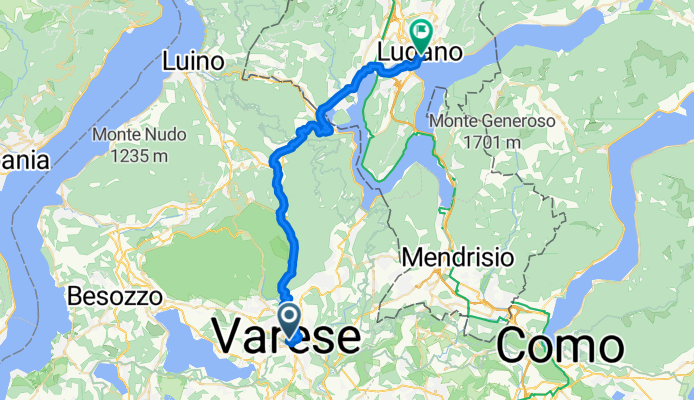Varese Via Como to Lugano Throught Valganna