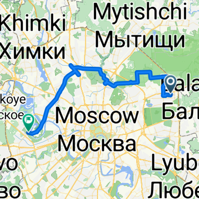 От 15-я Парковая улица до Международный аэропорт Шереметьево имени А. С. Пушкина