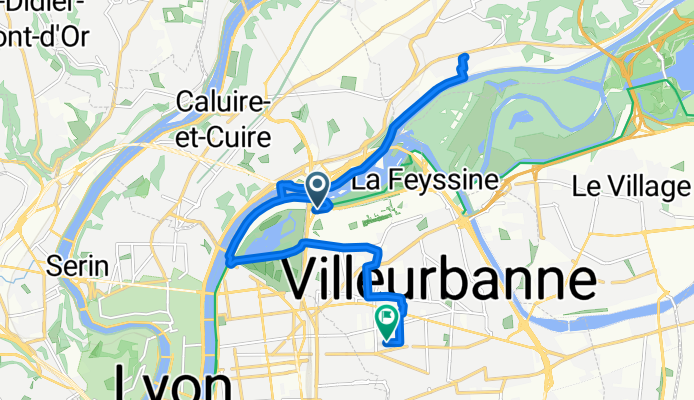 Avenue Pierre de Coubertin, Villeurbanne à Rue Hippolyte Kahn, Villeurbanne