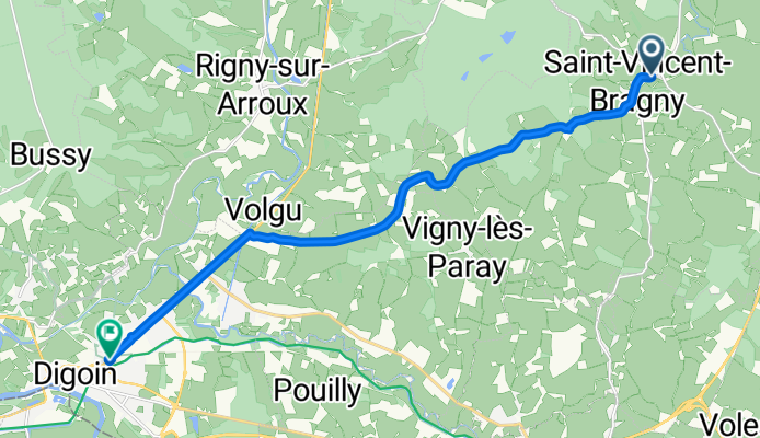 Rue des 2 Églises, Saint-Vincent-Bragny nach Avenue du Général de Gaulle, Digoin