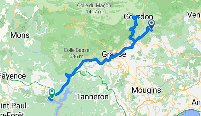 Route de la Colle, Tourrettes-sur-Loup à Chemin du Gabinet, Montauroux